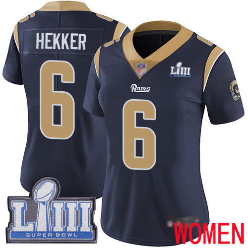 Los Angeles Rams Limited Navy Blue Women Johnny Hekker Home Jersey NFL Football #6 Super Bowl LIII Bound Vapor Untouchable->youth nfl jersey->Youth Jersey